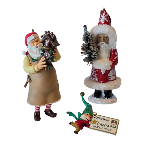 Hallmark Santa Elf Signed Collectible Christmas Ornaments Set of 3 - Picture 1 of 6